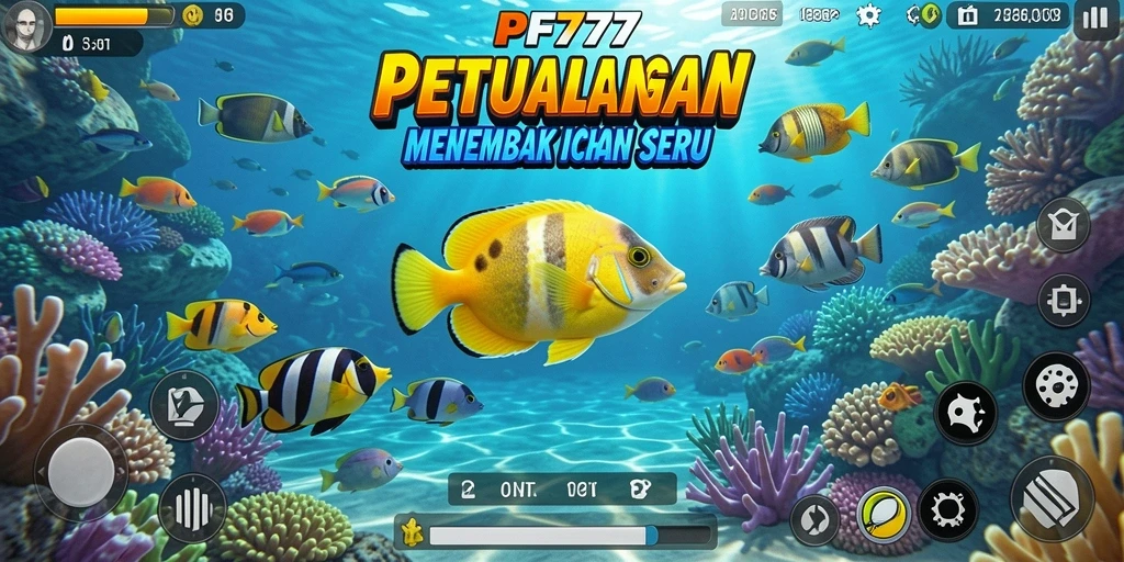 Tampilan gameplay seru PF777 saat menembak ikan.